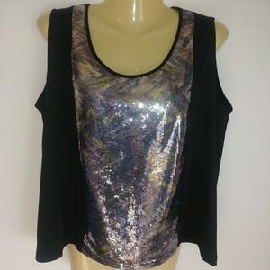 Ellen Tracy Sequin Iridescent Tank Top Size XL